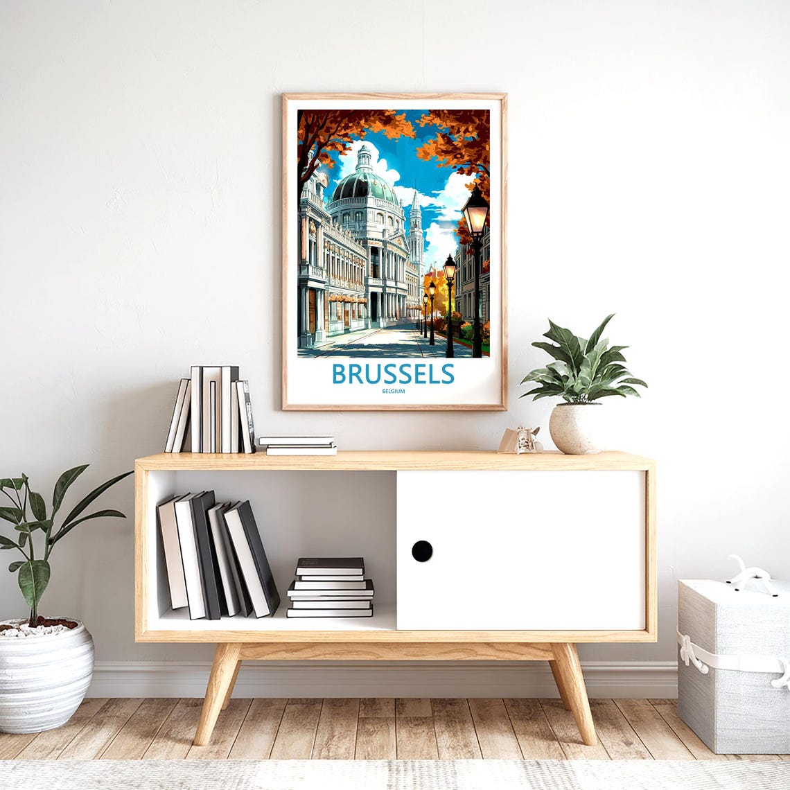 Brussels Belgium Historic Building Autumn Street Scene Poster - Image 2