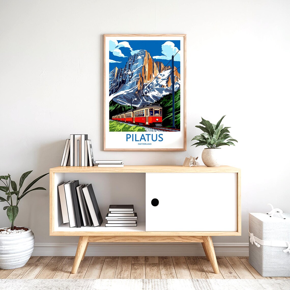 Pilatus Switzerland Red Cogwheel Railway Under Alpine Peak Poster - Image 2