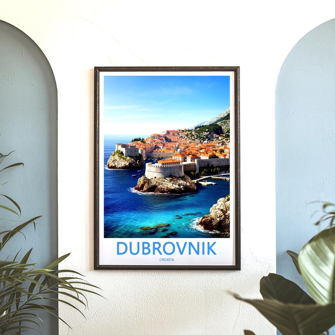 Dubrovnik Croatia Old Town City Walls Aerial Sea View Poster - Image 3