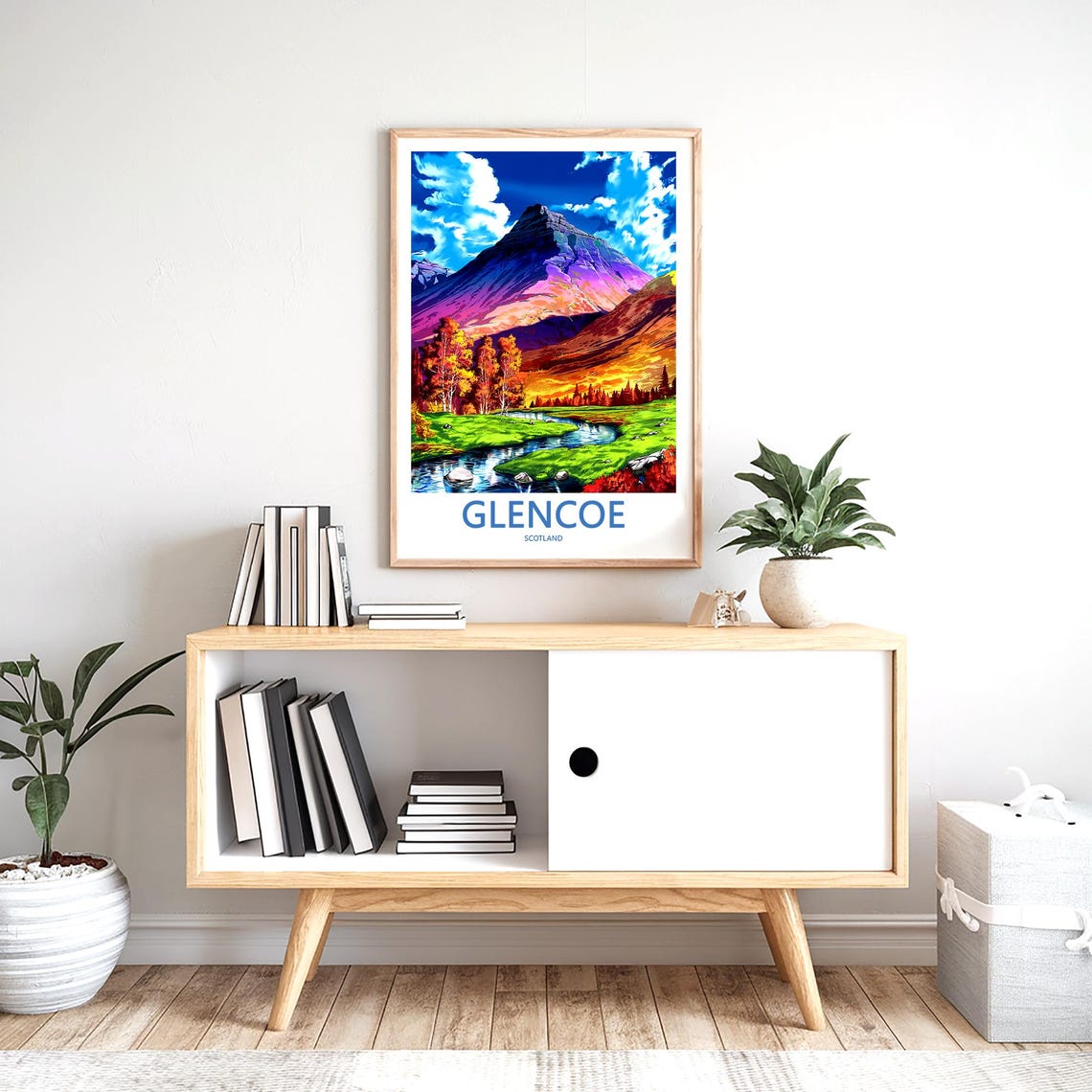 Glencoe Scotland Purple Peak Autumn Stream Valley View Poster - Image 2