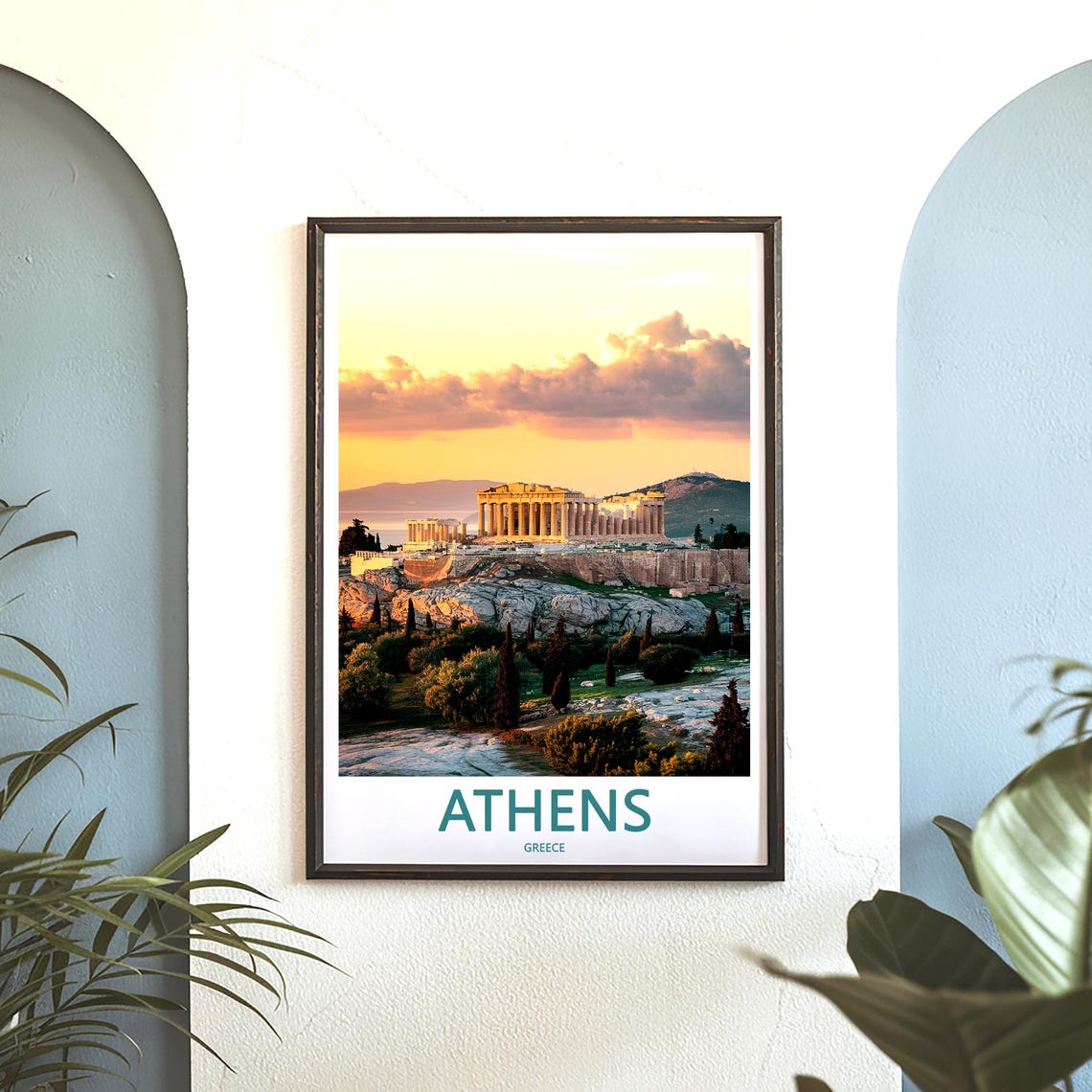 Athens Acropolis Golden Hour Warm Clouds Photo Travel Poster - Image 3