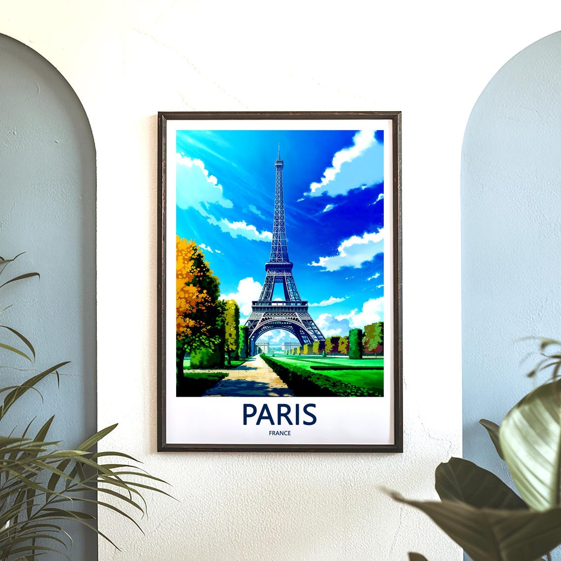 Eiffel Tower at the End of a Tree-Lined Garden Avenue Poster - Image 3