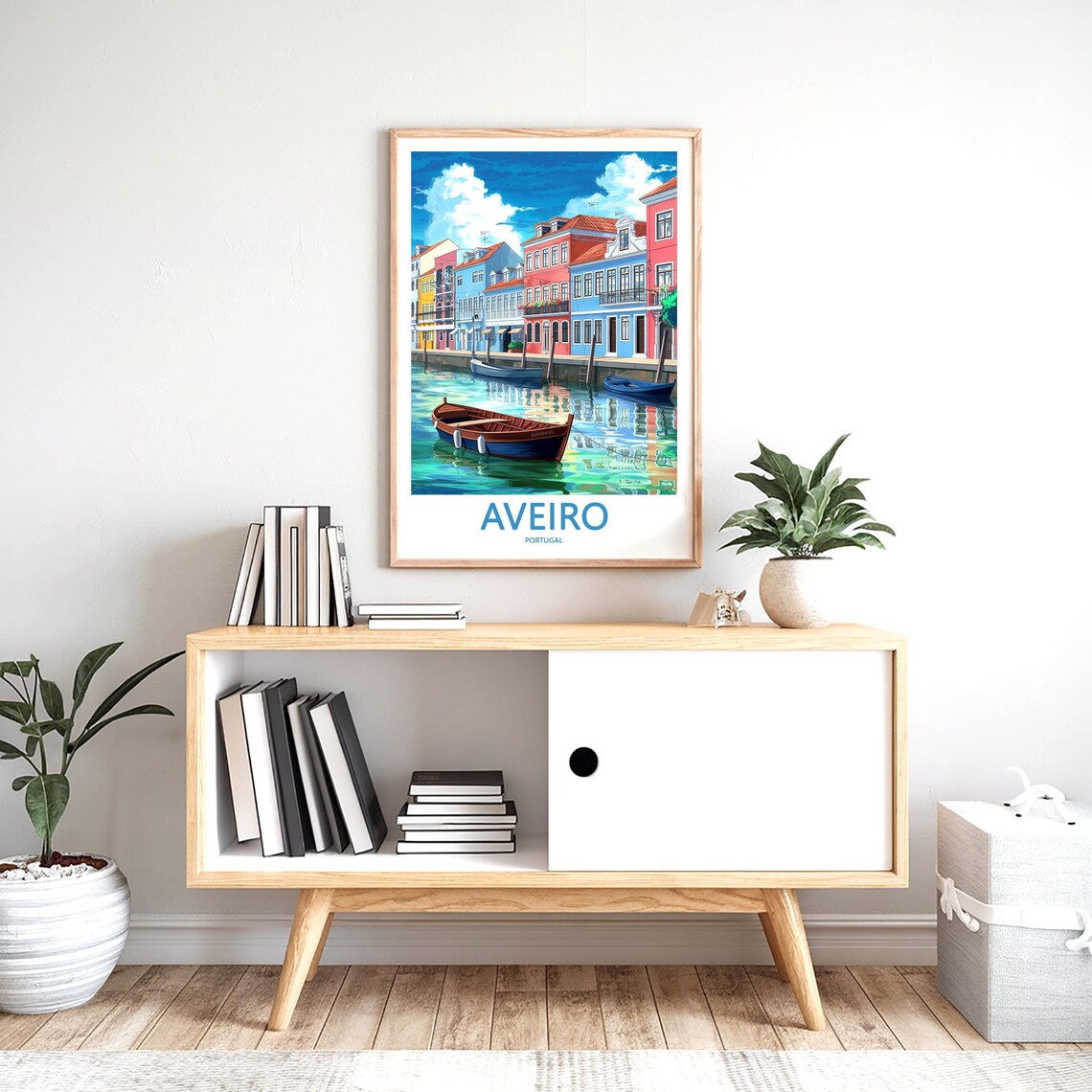 Aveiro Portugal Wooden Boat Colorful Canal Houses Travel Poster - Image 2