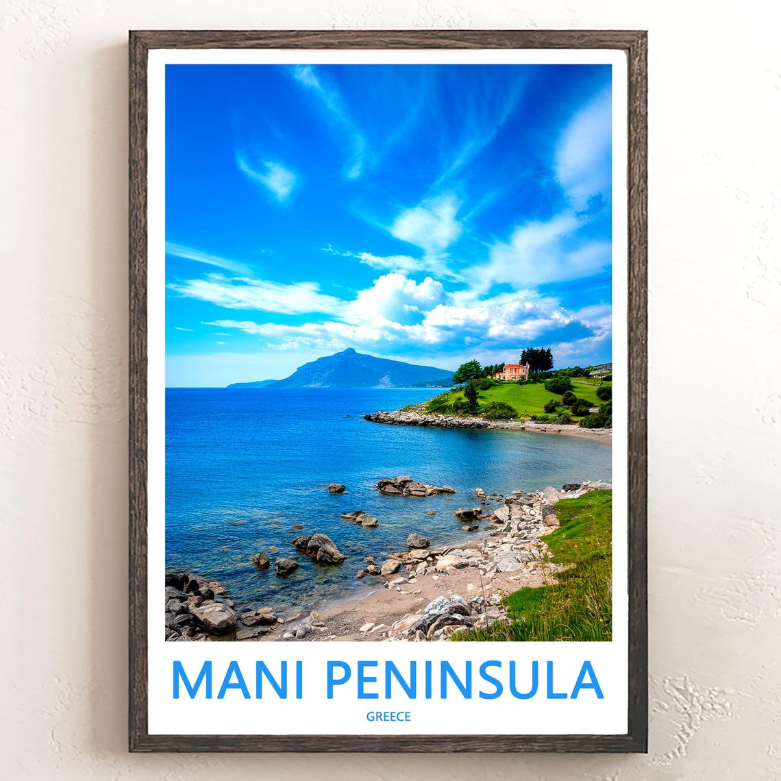 Mani Peninsula Greece Rocky Shoreline and Turquoise Sea Photo Poster