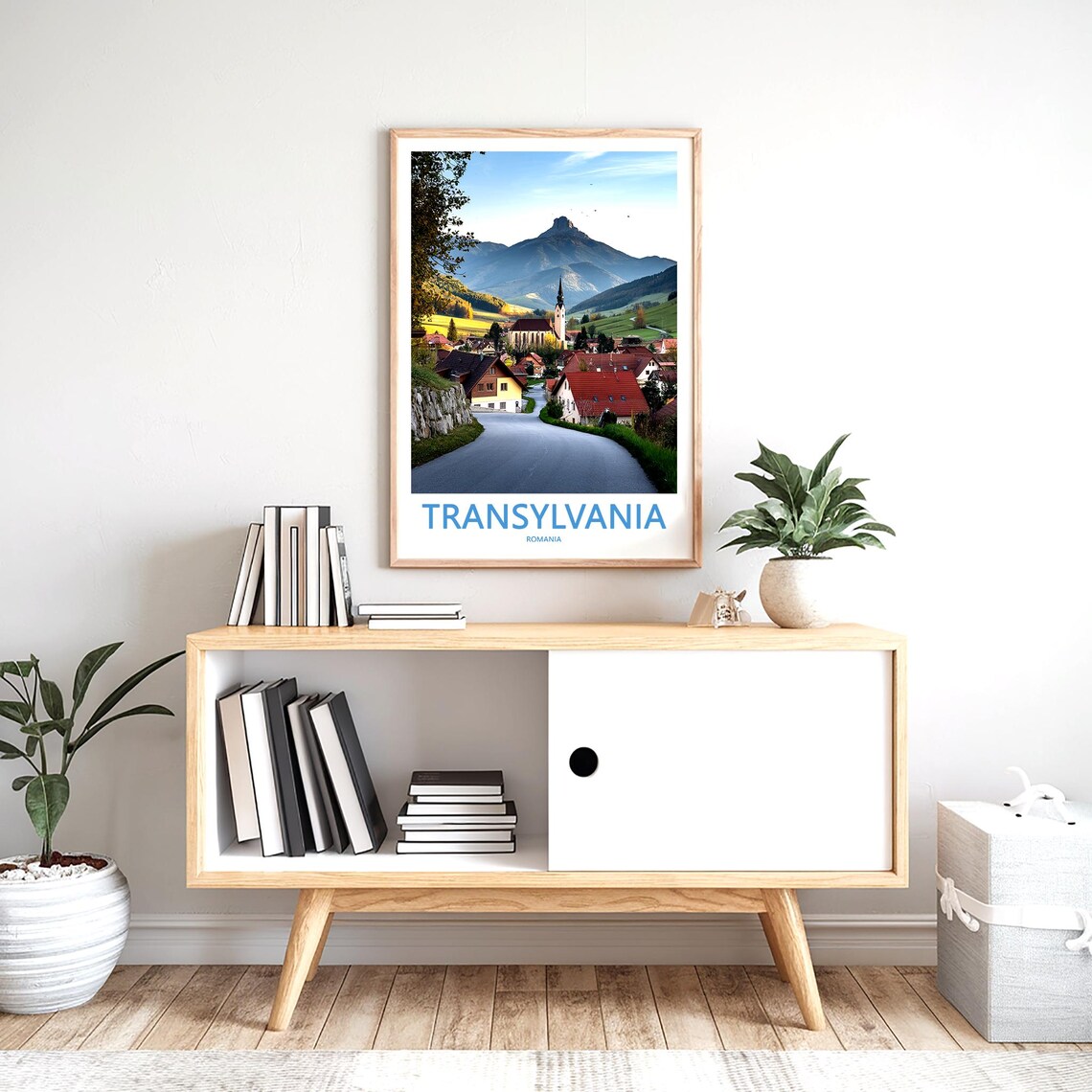 Transylvania Romania Mountain Village and Church Photo Poster - Image 2