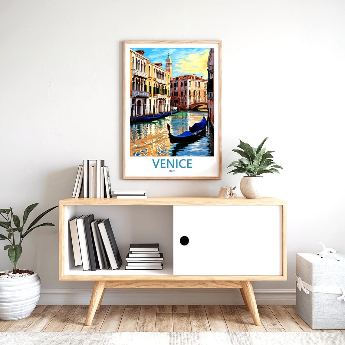 Venice Italy Golden Hour Canal Gondolas And Tower View Poster - Image 2