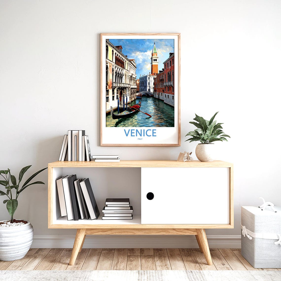 Venice Italy Painterly Canal Gondola With St Mark's Tower Poster - Image 2
