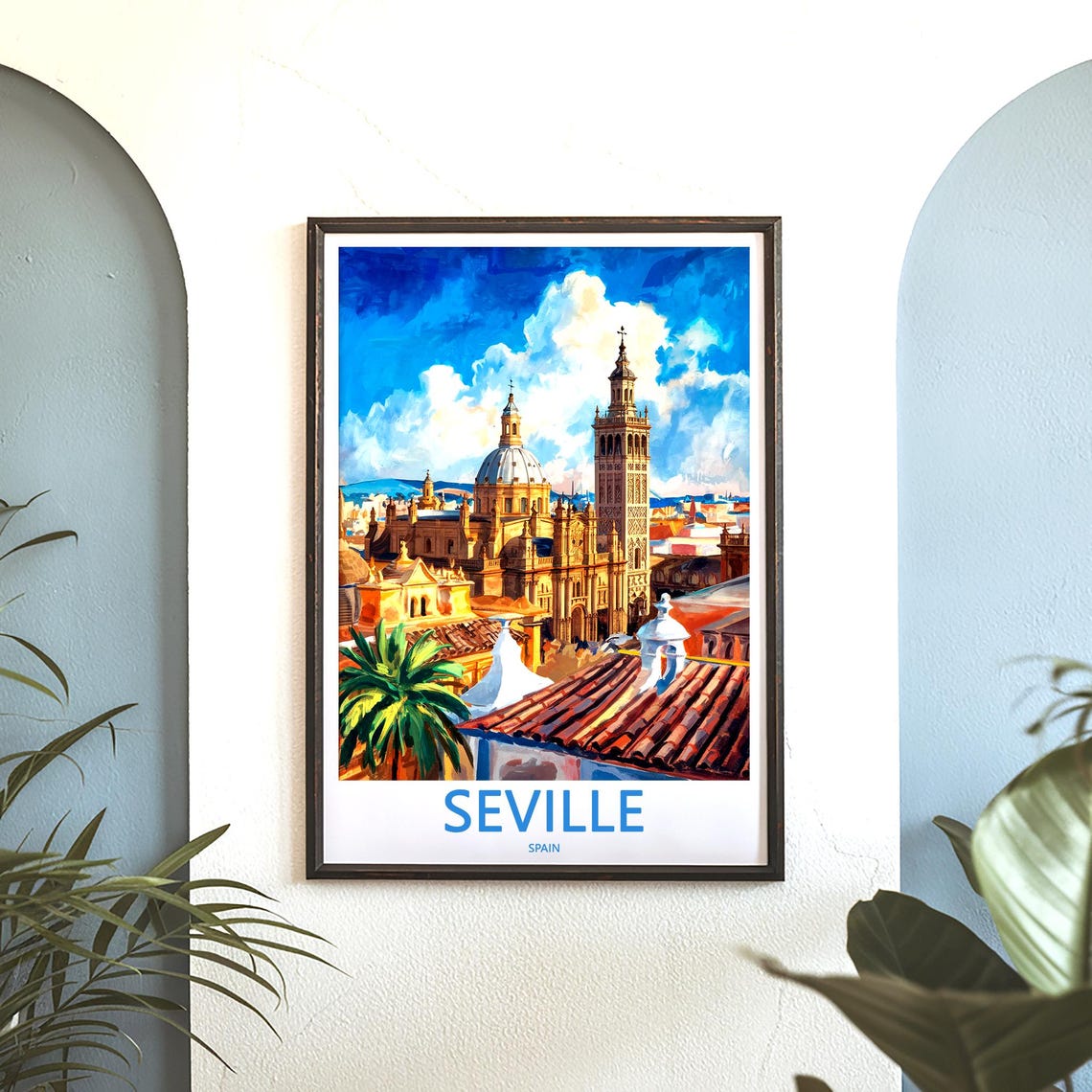 Seville Cathedral Giralda Tower Rooftop View Spain Travel Poster - Image 3