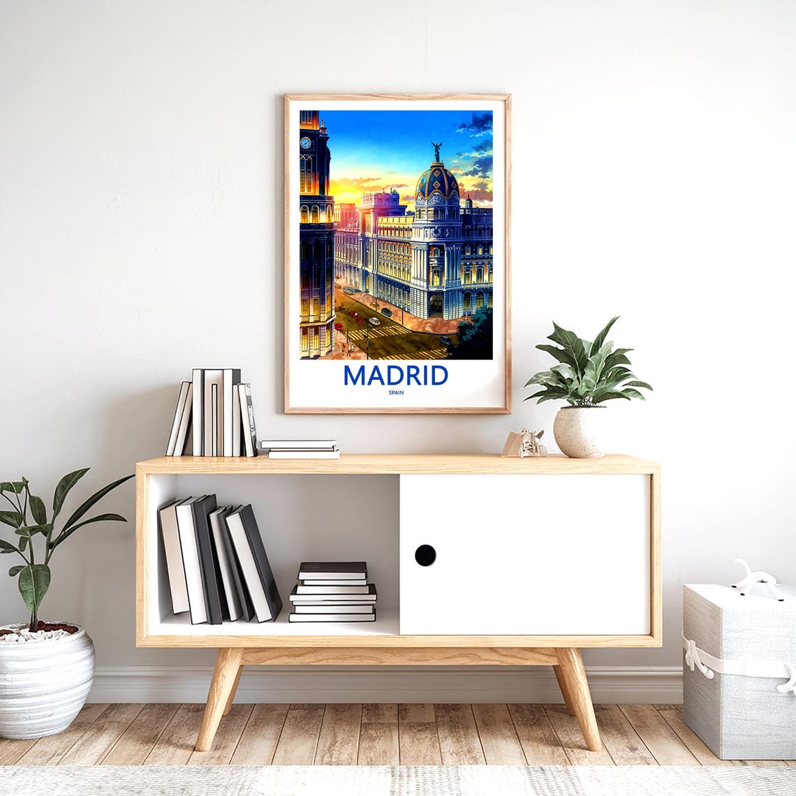 Madrid Metropolis Building Dome Glowing Sunset Night View Poster - Image 2