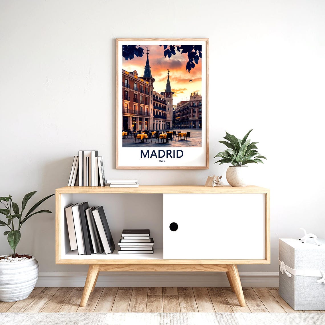 Madrid Plaza Mayor Photographic Golden Sunset Scenic View Poster - Image 2