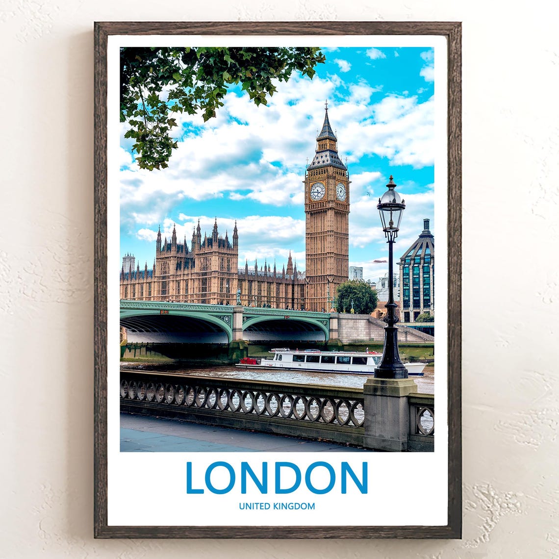 Big Ben and Westminster Bridge Sunny Embankment Photo Poster