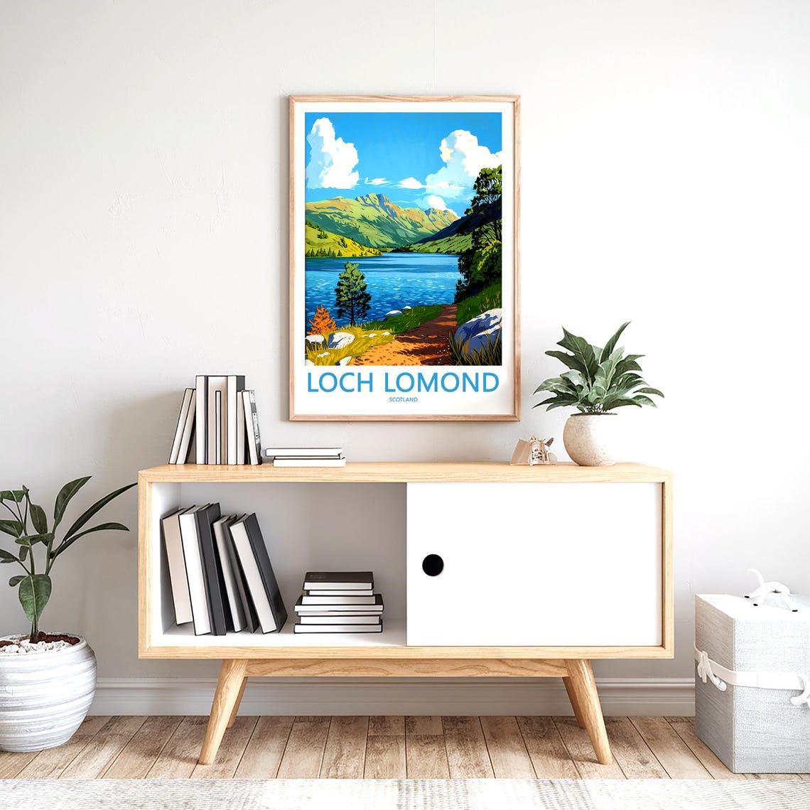 Loch Lomond Scotland Sunlit Lakeshore Pine Path Vista View Poster - Image 2