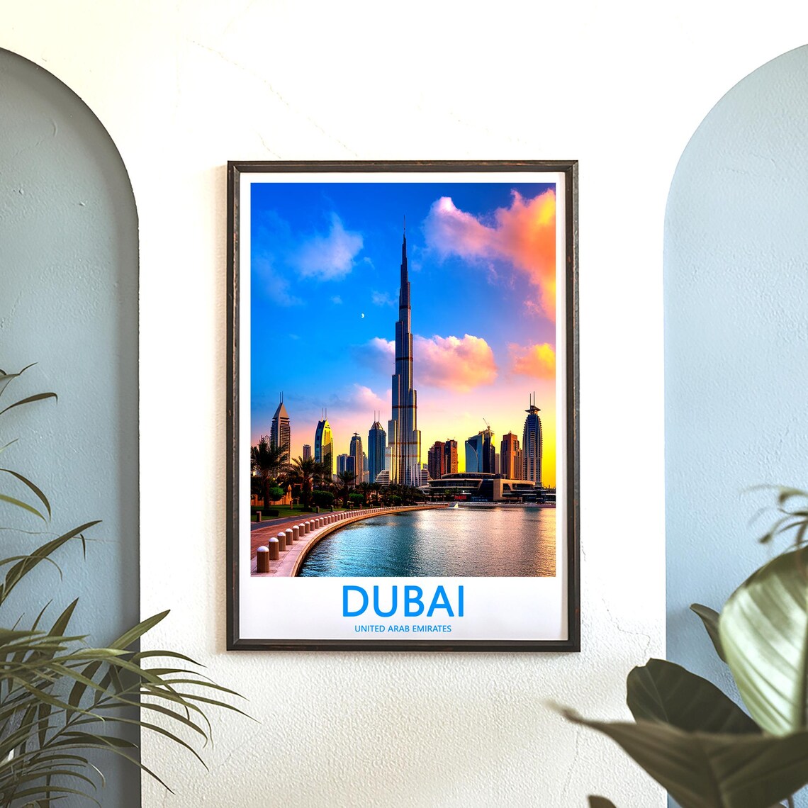 Dubai Burj Khalifa Golden Hour Promenade Photo Travel Poster - Image 3