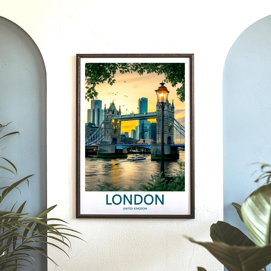 London Tower Bridge Golden Sunset River and Lamp Post Poster - Image 3