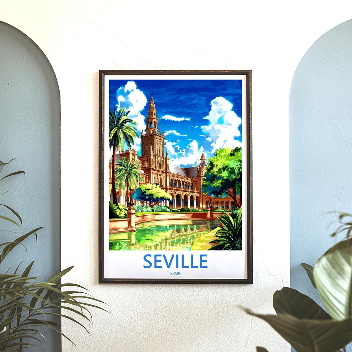 Seville Plaza de Espana With Giralda Tower Spain Travel Poster - Image 3