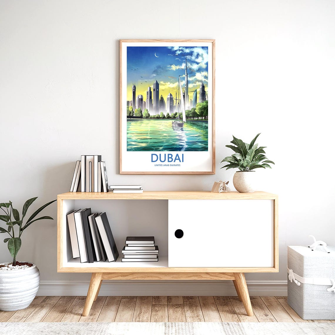 Dubai Sunset Sailboat Before Skyline Golden Hour Travel Poster - Image 2