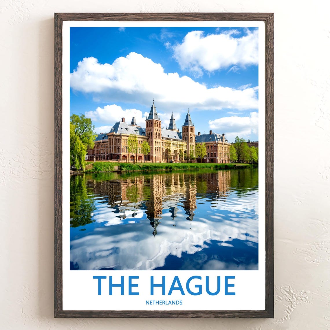 The Hague Palace Lakeside Reflection Blue Sky Photo Travel Poster