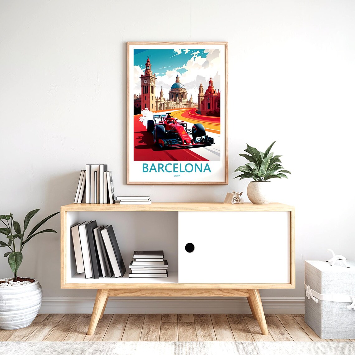Barcelona Formula 1 Race Car Red Track Grand Prix Sports Poster - Image 2