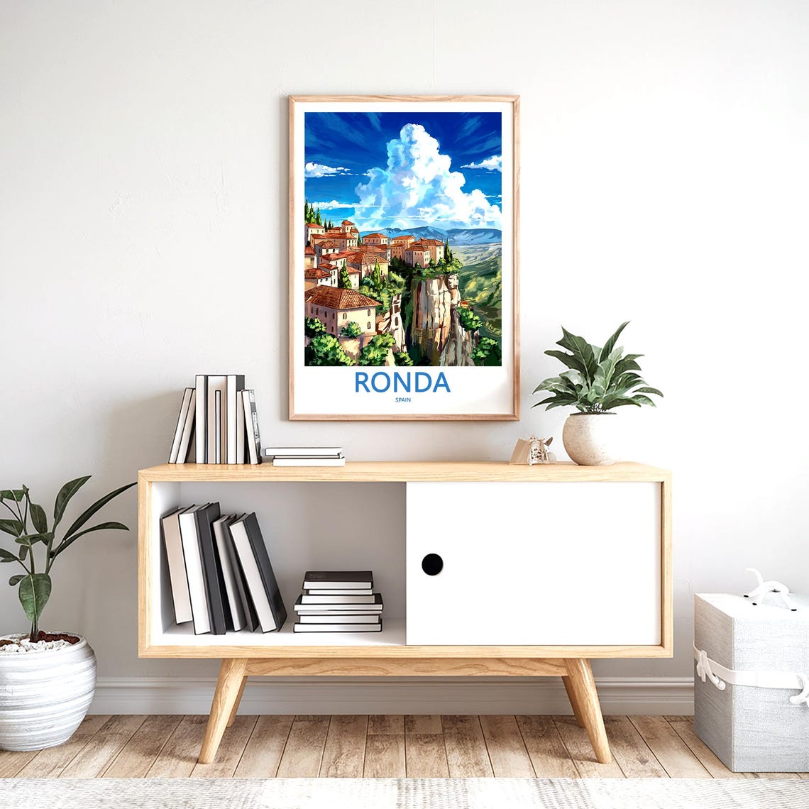 Ronda Whitewashed Clifftop Town Under Blue Sky Travel Poster - Image 2