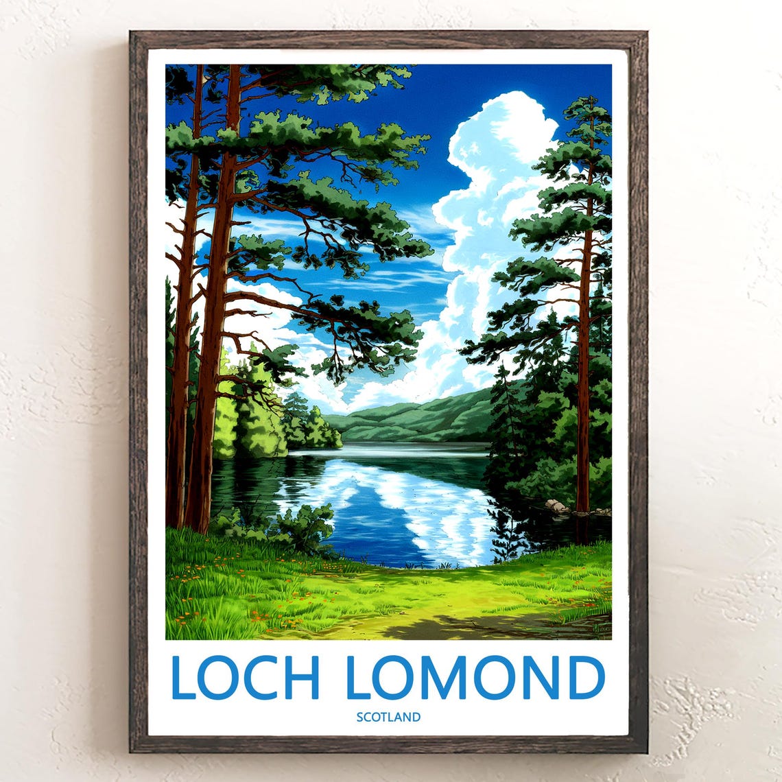 Loch Lomond Scotland Pine Forest Lake Reflection View Poster
