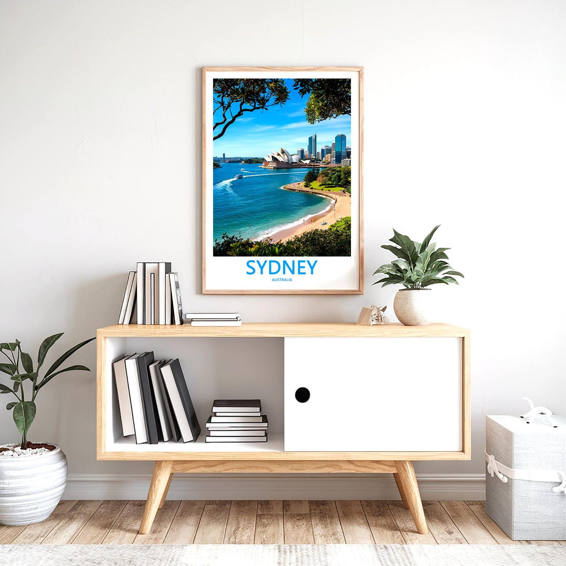Sydney Opera House Seen from a Sandy Beach with a Passing Ferry Poster - Image 2