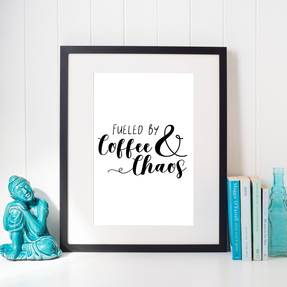 Fueled By Coffee And Chaos Funny Kitchen Poster Bold Script Decor Sign - Image 3