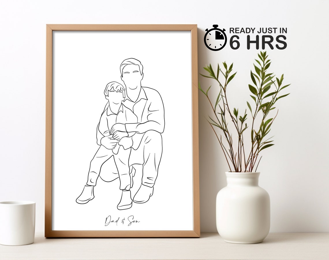 Personalized Fathers Day Gifts Gift For Dad Portrait Poster Wall Art Minimalist Unique Gift For Him Faceless Portrait