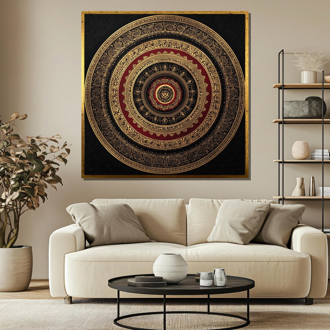 Luxury Black and Gold Mandala Circle Ornate Spiritual Art Print - Image 3