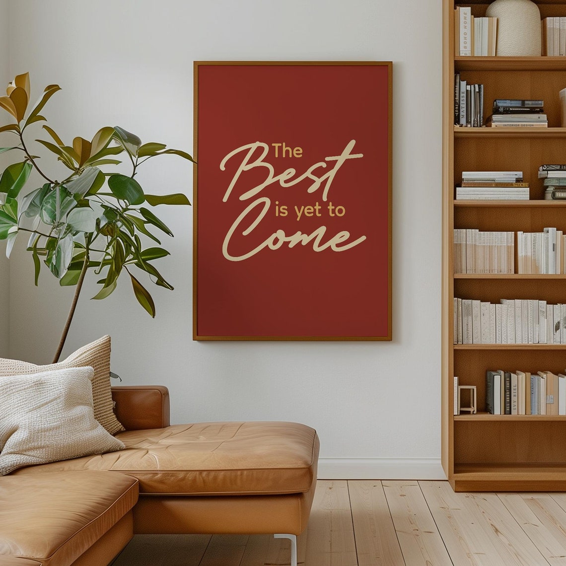 The Best Is Yet To Come Gold Script On Red Inspirational Art Poster