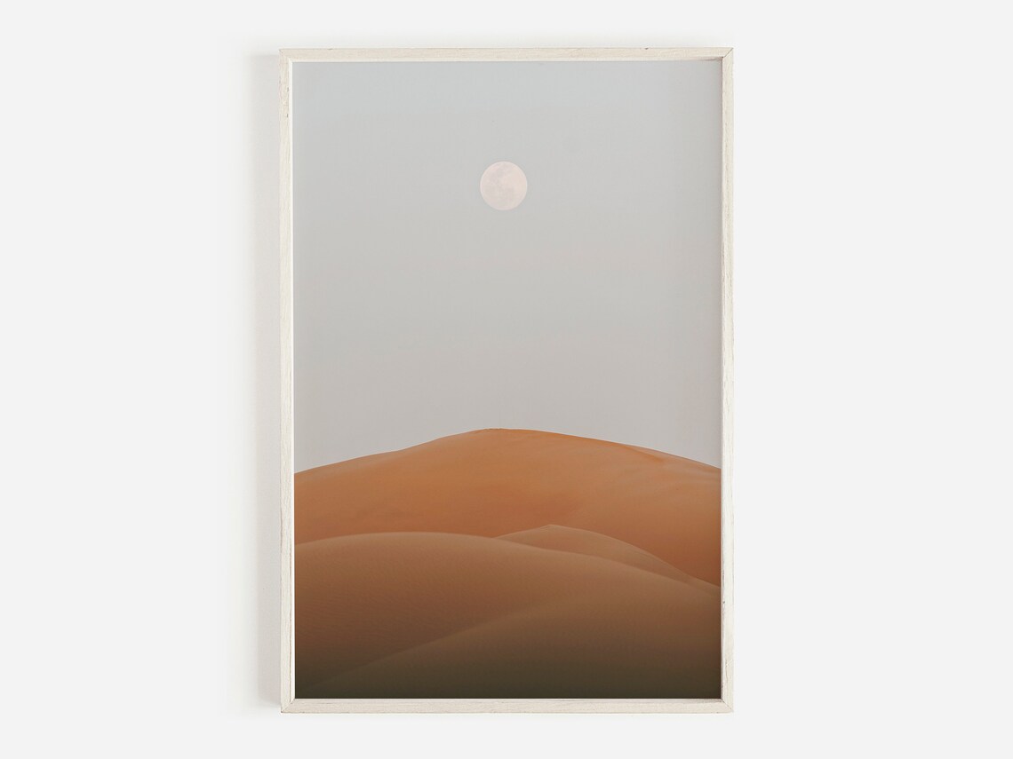 Desert Wall Art Moroccan Moon Print Boho Wall Art Desert Art Morocco Landscape Boho Desert Landscape Print