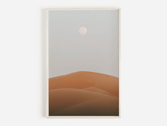 Desert Wall Art Moroccan Moon Print Boho Wall Art Desert Art Morocco Landscape Boho Desert Landscape Print