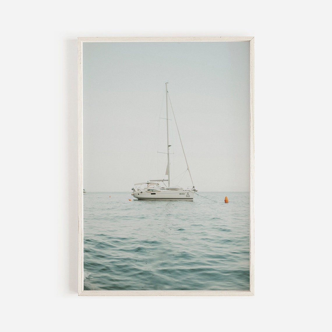 Sailboat On Calm Mediterranean Sea Minimalist Nautical Poster