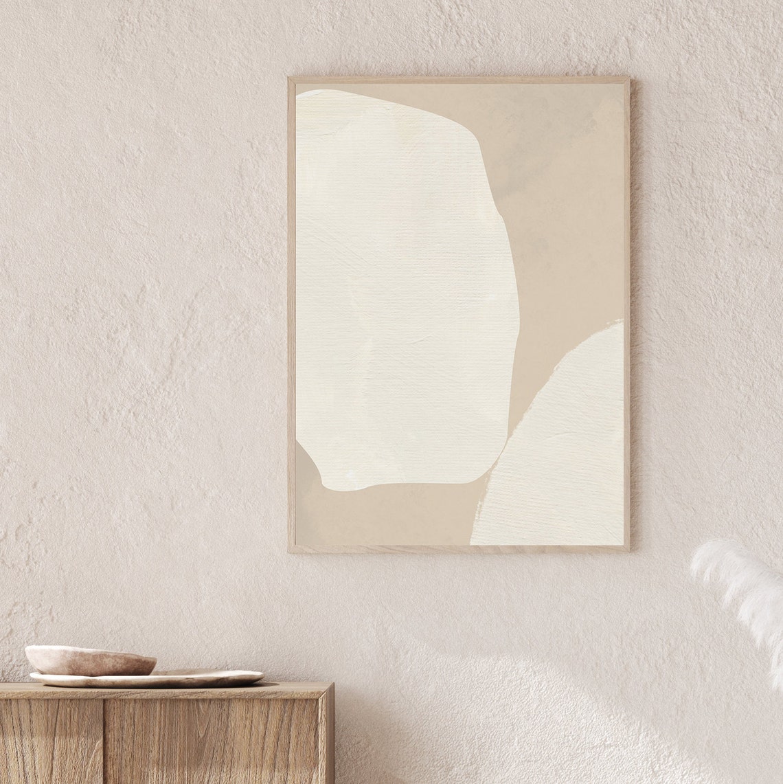 Cream Beige Minimalist Abstract Organic Shapes Modern Wall Art Poster - Image 3