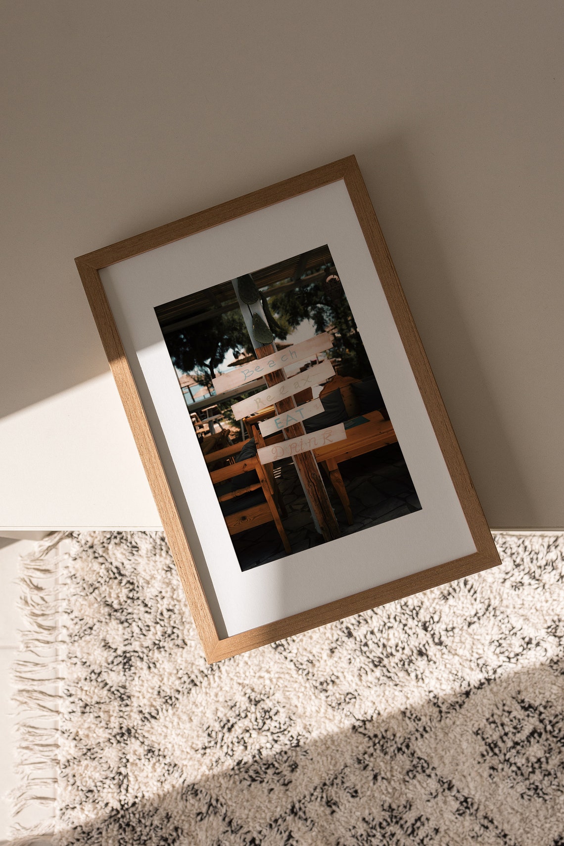 Greece Beach Taverna Wooden Sign Beach Relax Eat Drink Travel Poster - Image 3