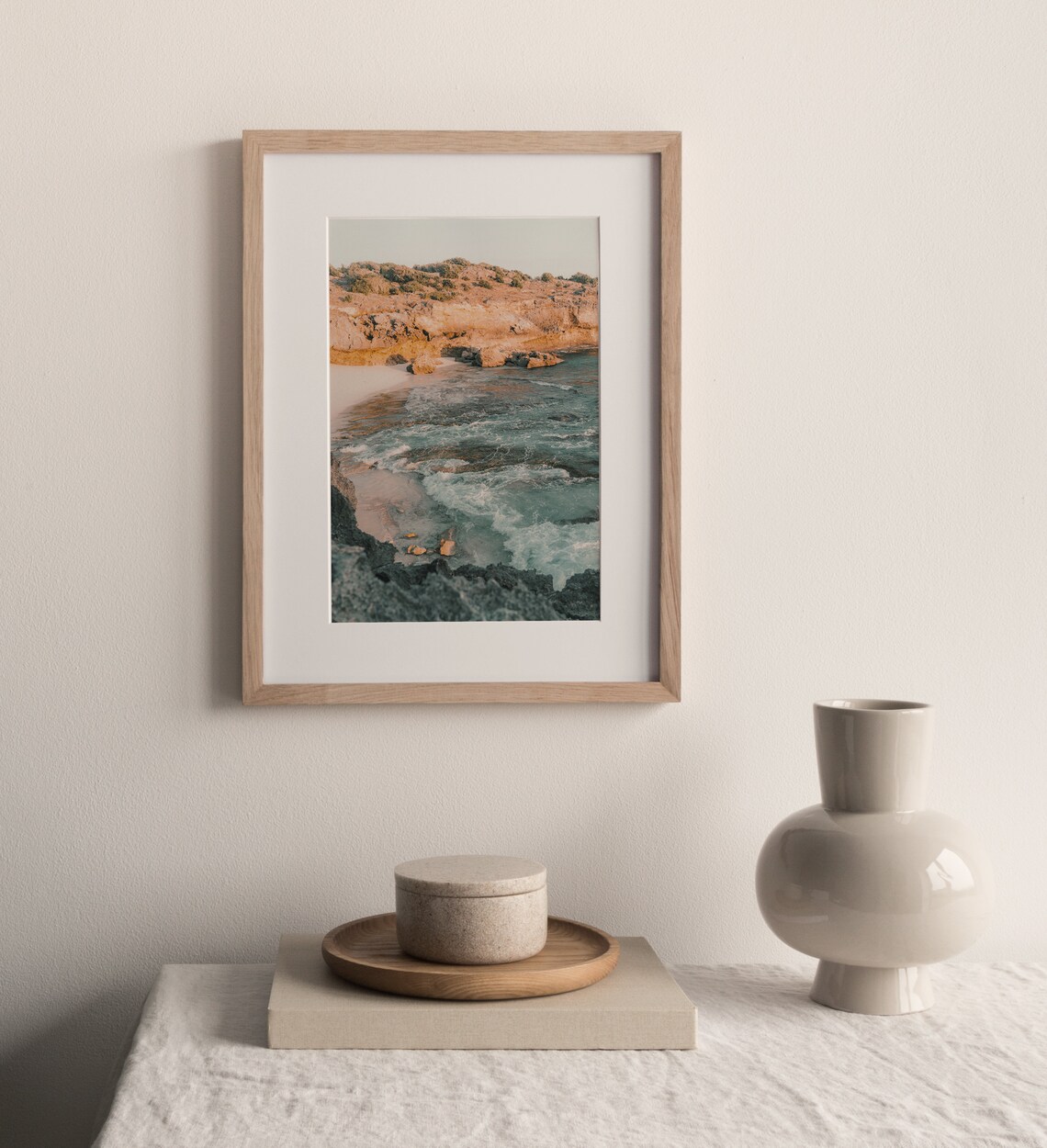 Beach Cove Sunset Ocean Waves Print, Greece Travel Poster - Image 2