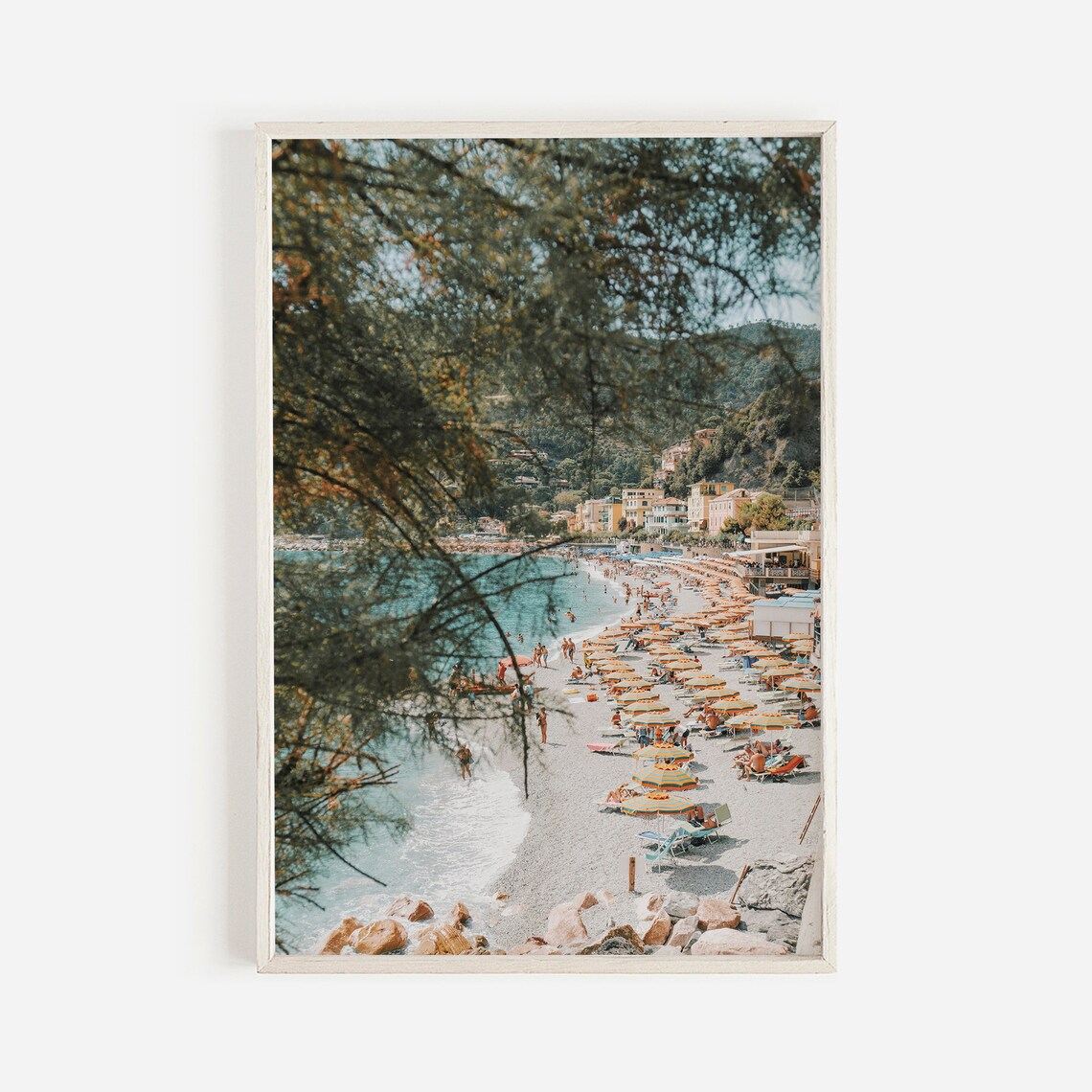 Cinque Terre Beach Poster, Italian Riviera Summer Aesthetic