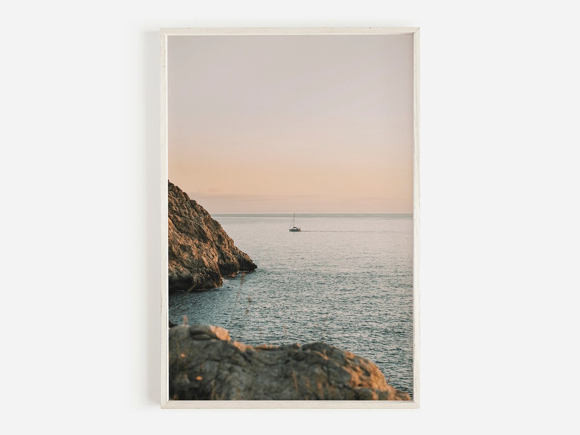 Beach Print, Pastel Sunset Coastal Art Poster