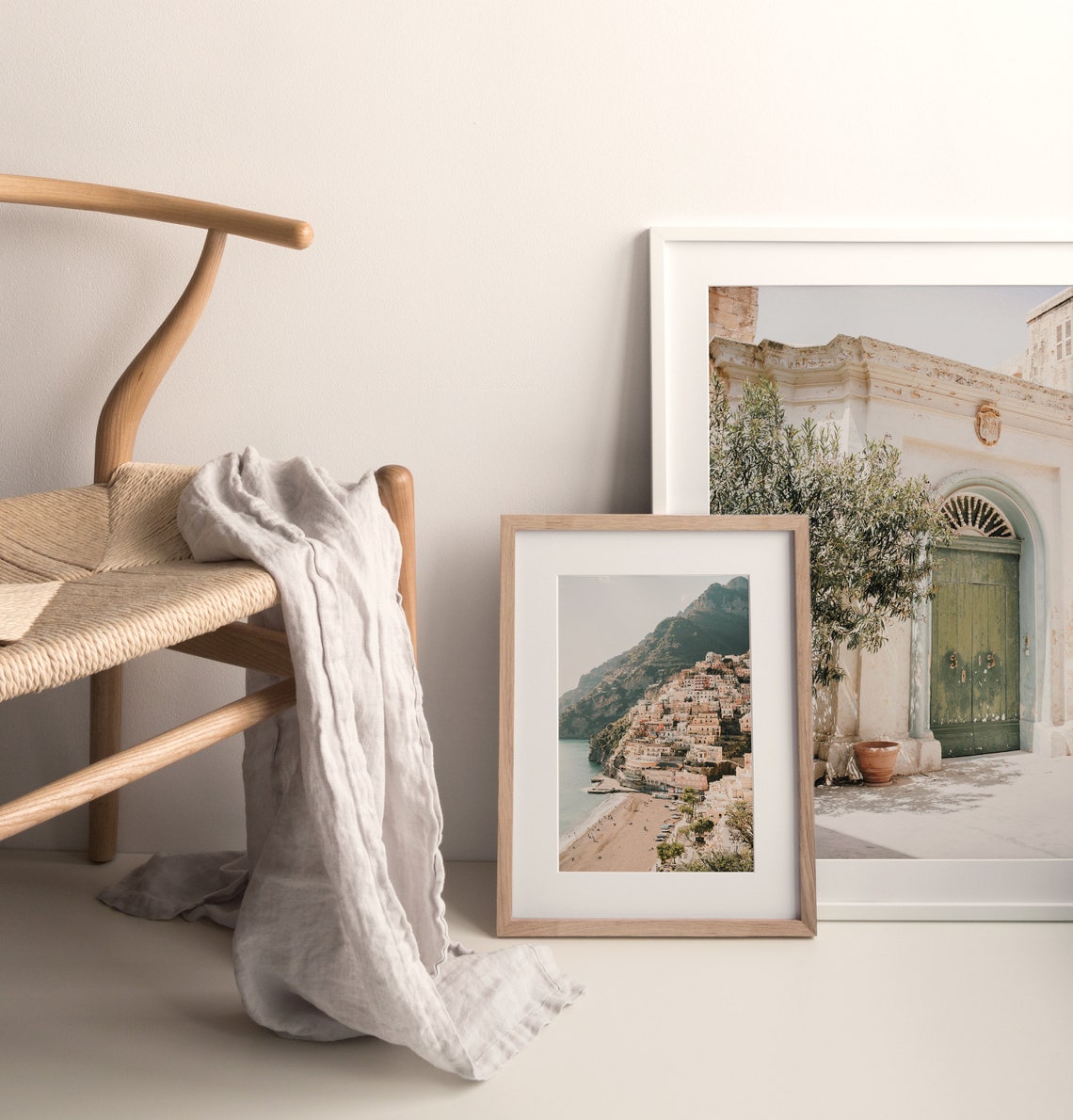 Italy Print Set Green Doorway Positano Coast Two Piece Travel Poster - Image 4