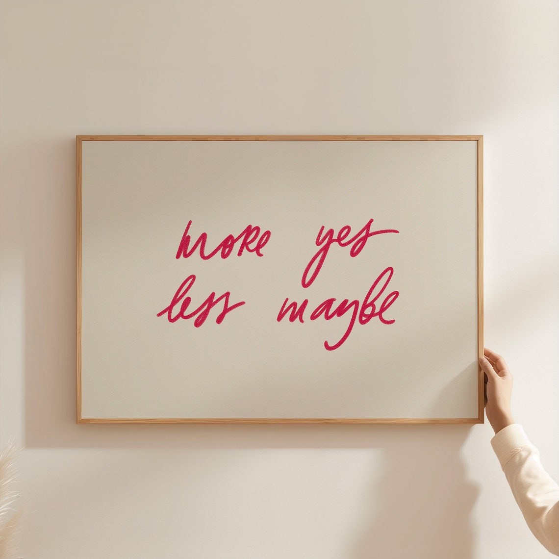 More Yes Less Maybe Pink Script Affirmation Quote Girly Wall Art - Image 3