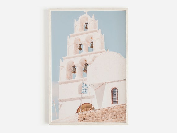 Cathedral Wall Art Greece Church Print Santorini Greece Print Pastel Wall Art Santorini Church Photo Greek Wall Art