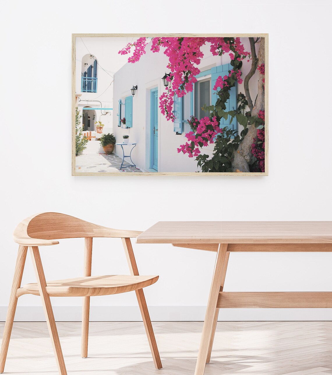 Santorini Bougainvillea Print, Greece Travel Poster - Image 4