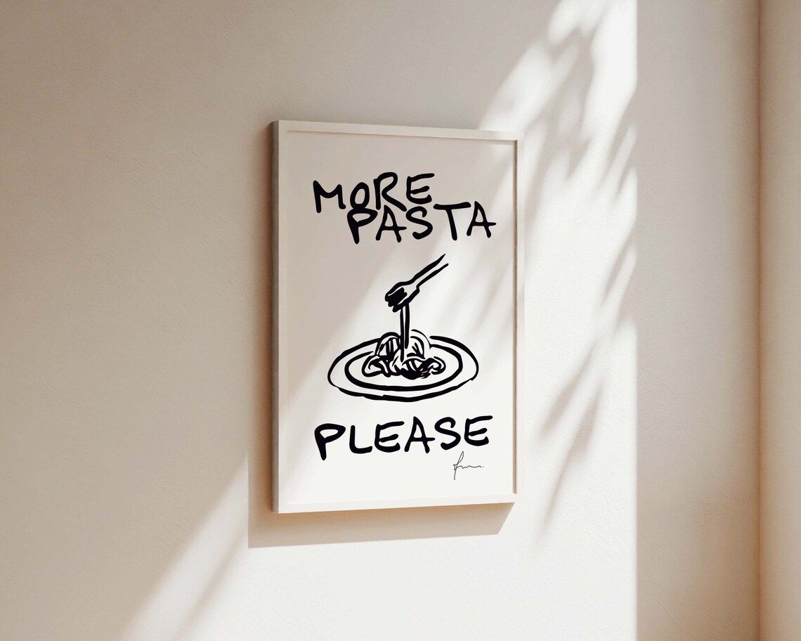 More Pasta Please Kitchen Pasta Wall Art Print - Image 2