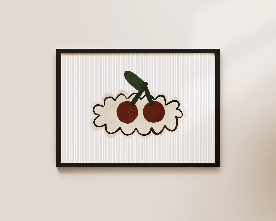 Nursery Wall Art Abstract Cherries Print Boho Nursery Decor Cherry Art Bedroom Decor Landscape Nursery Prints Horizontal Nursery Decor - Image 3