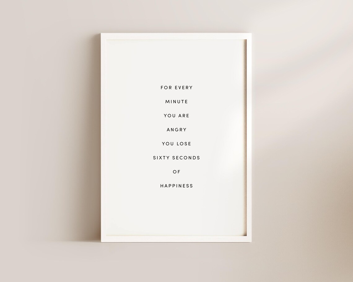 For Every Minute You Are Angry Inspirational Happiness Quote Poster - Image 3