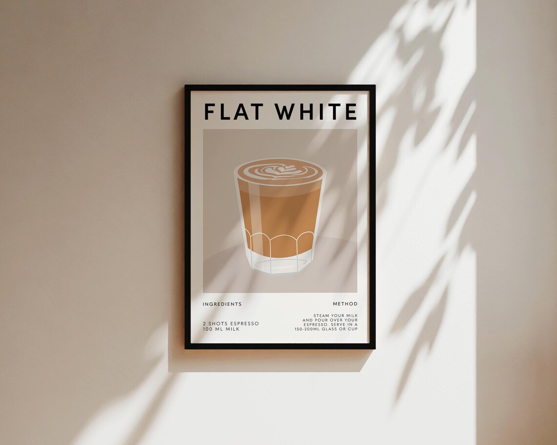 Flat White Coffee Poster, Kitchen Wall Art - Image 3