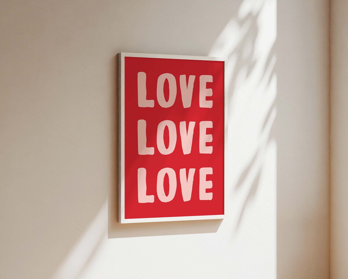 Love Love Love Print Home Decor Quotes Living Room Prints New Home Gift Hallway Wall Art Entrance Way Sign Family Prints Valentines - Image 2
