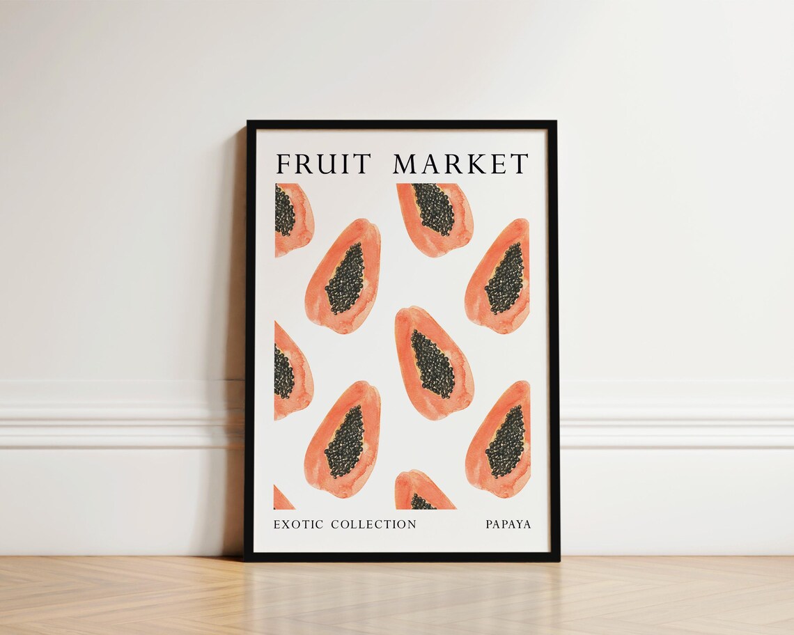 Papaya Kitchen Wall Art Print, Fruit Market