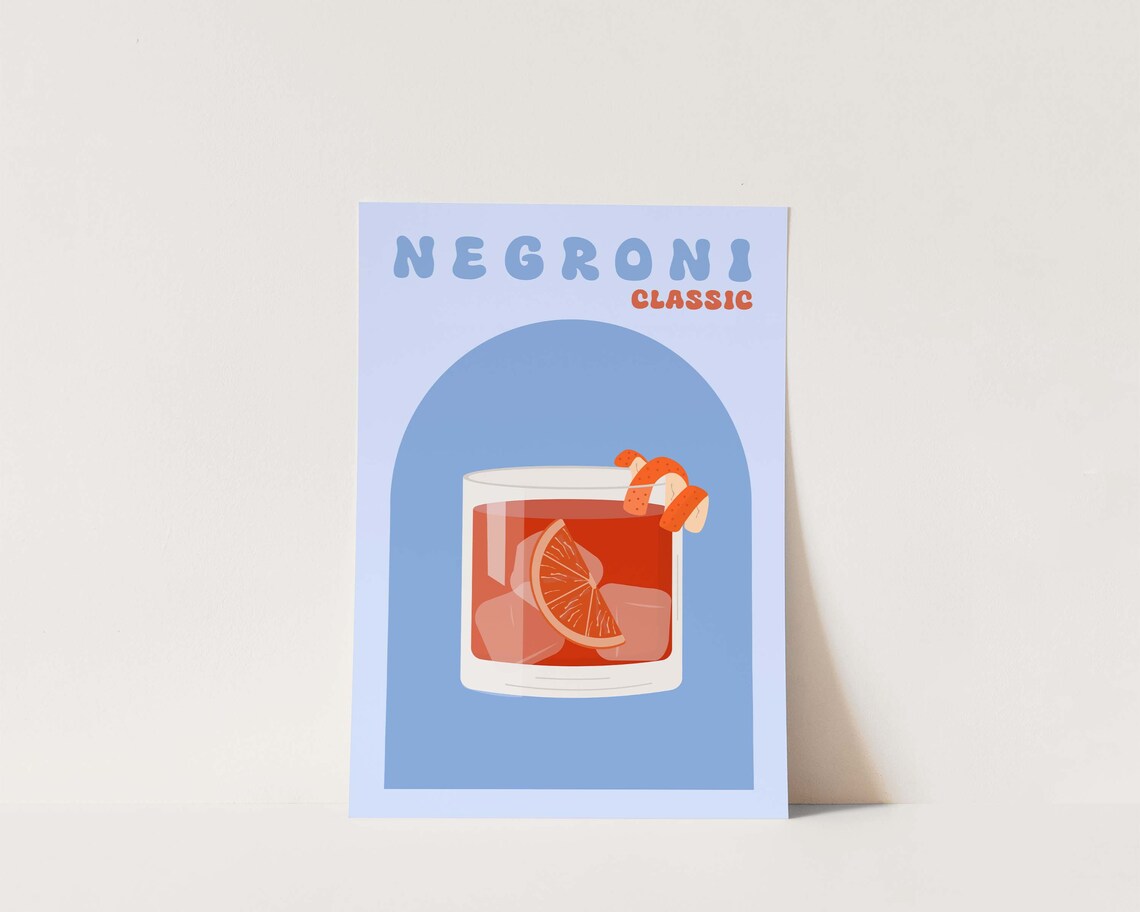 Negroni Classic Retro Arch Illustration Cocktail Bar Decor Poster - Image 3