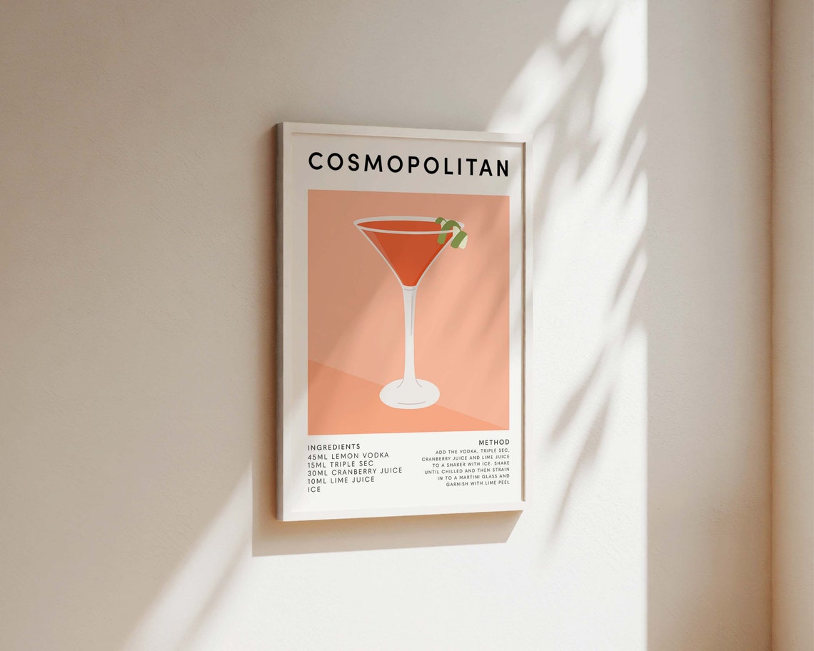 Cosmopolitan Cocktail Poster, Kitchen Wall Art - Image 3
