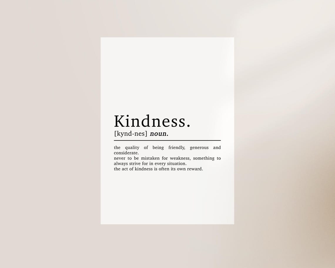 Kindness Definition Be Kind Inspirational Quote Art Print - Image 3